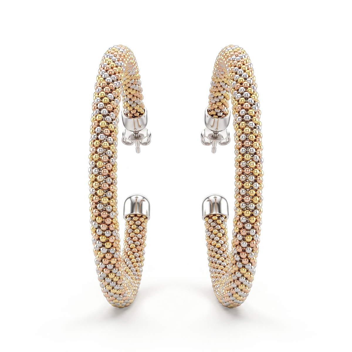 Tri-Color American Diamond Mesh Jewelry Set in 925 Sterling Silver