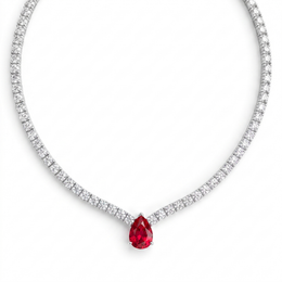 Red Pear-Cut American Diamond Tennis Necklace in 925 Sterling Silver