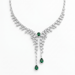 Emerald Green Pear-Cut American Diamond Statement Jewelry Set in 925 Sterling Silver