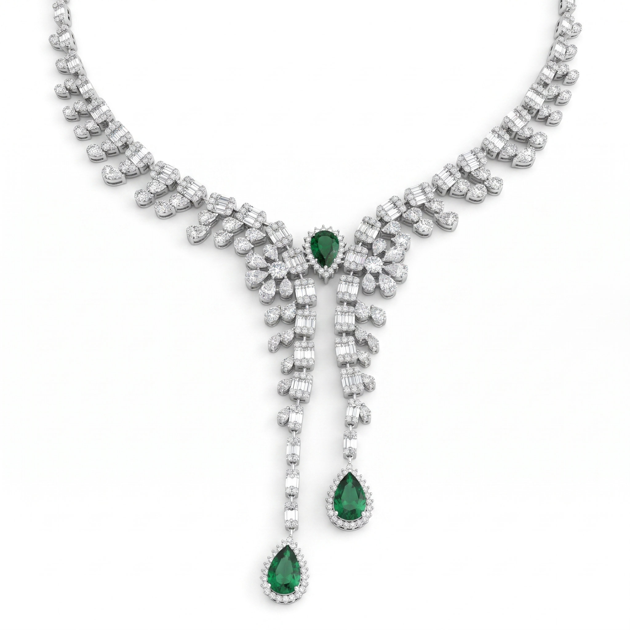 Emerald Green Pear-Cut American Diamond Statement Jewelry Set in 925 Sterling Silver Secondary image