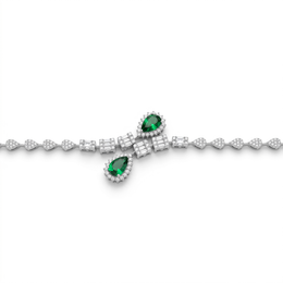 Emerald Green Pear-Cut American Diamond Statement Jewelry Set in 925 Sterling Silver