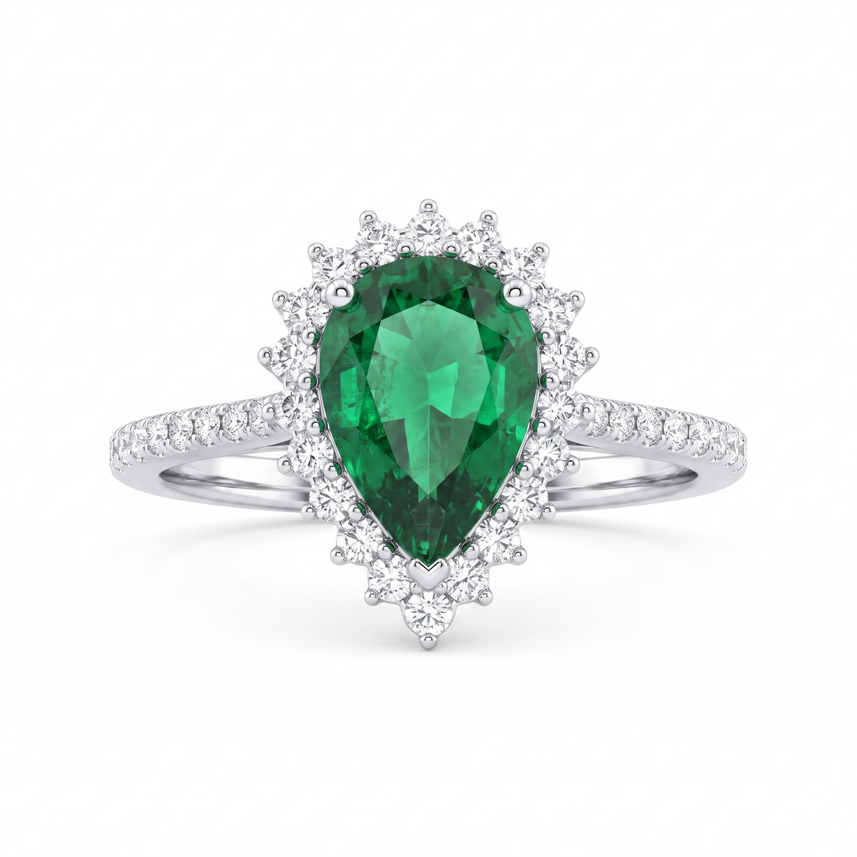 Emerald Green Pear-Cut American Diamond Statement Jewelry Set in 925 Sterling Silver