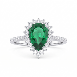 Emerald Green Pear-Cut American Diamond Statement Jewelry Set in 925 Sterling Silver