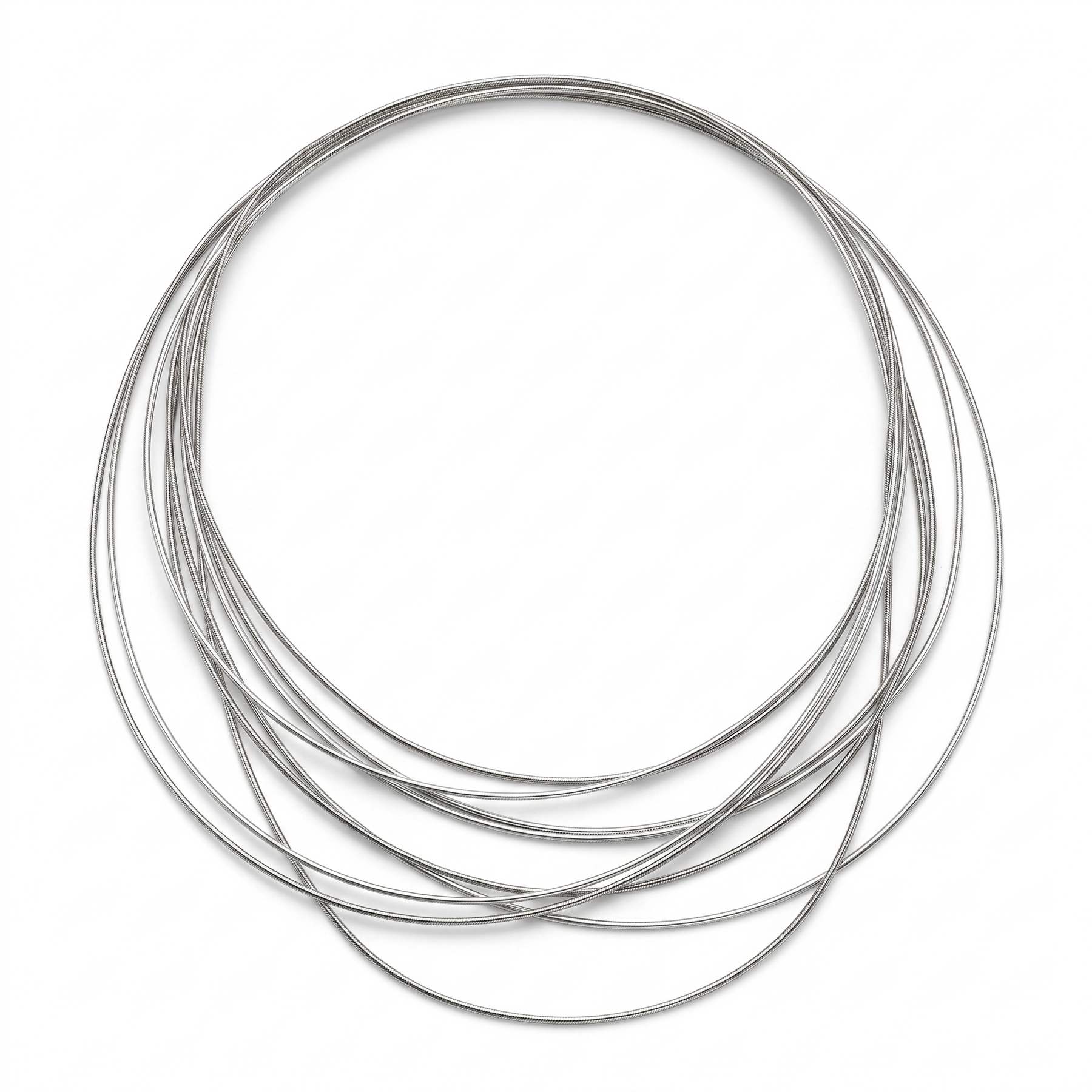 Minimalist Multi-Strand 925 Sterling Silver Layered Wire Necklace