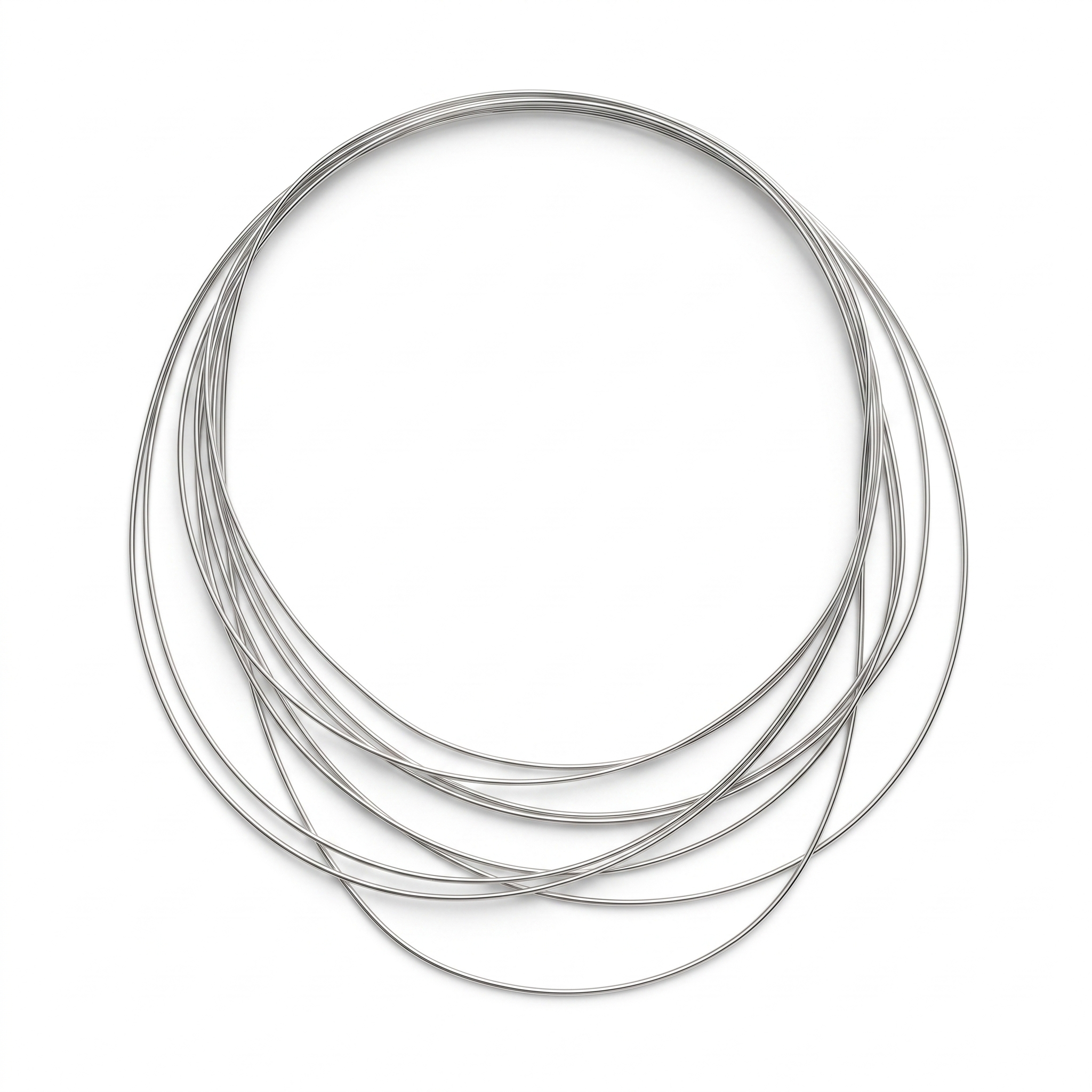 Minimalist Multi-Strand 925 Sterling Silver Layered Wire Necklace Secondary image