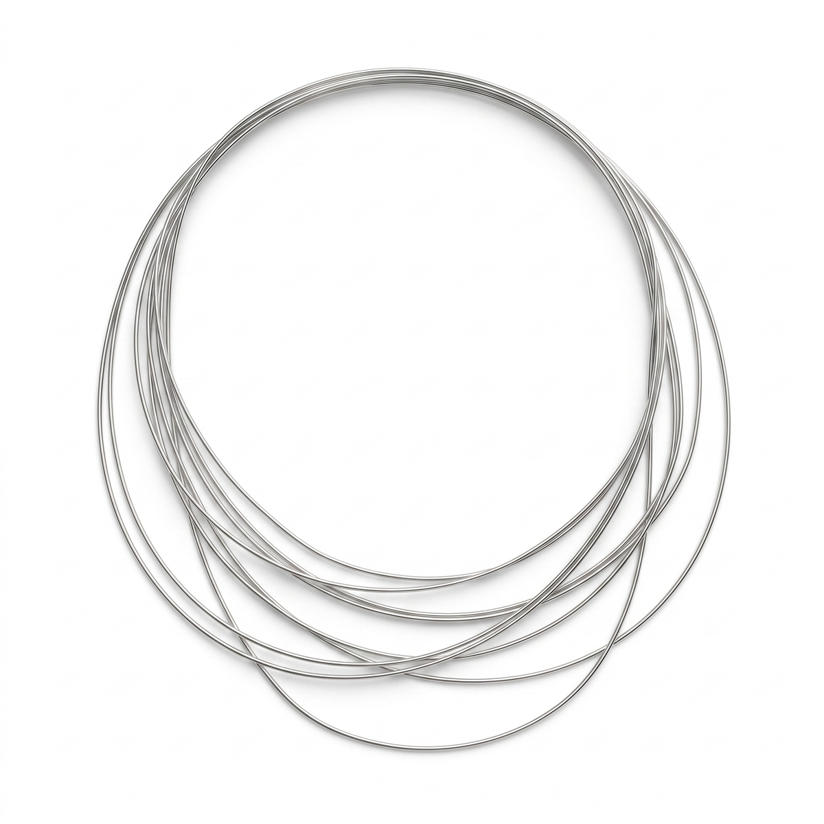 Minimalist Multi-Strand 925 Sterling Silver Layered Wire Necklace