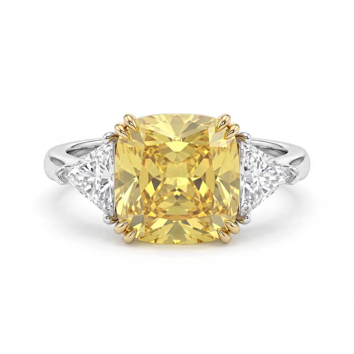 Emerald-Cut Yellow Sapphire Solitaire Ring in 925 Sterling Silver