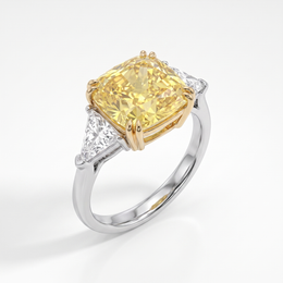 Emerald-Cut Yellow Sapphire Solitaire Ring in 925 Sterling Silver