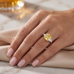 Emerald-Cut Yellow Sapphire Solitaire Ring in 925 Sterling Silver