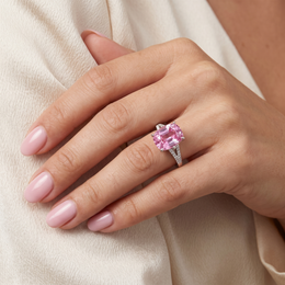 Cushion-Cut Pink Stone Split-Shank Ring in 925 Sterling Silver