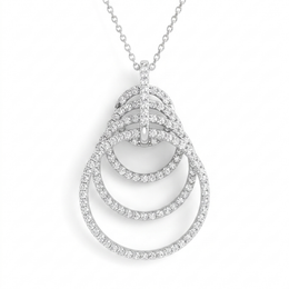 Pavé Multi-Circle Drop Pendant Necklace in 925 Sterling Silver