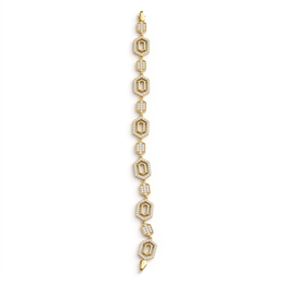 Geometric Pavé Link Bracelet in Gold-Tone 925 Sterling Silver