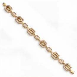 Geometric Pavé Link Bracelet in Gold-Tone 925 Sterling Silver
