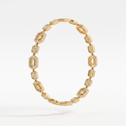 Geometric Pavé Link Bracelet in Gold-Tone 925 Sterling Silver
