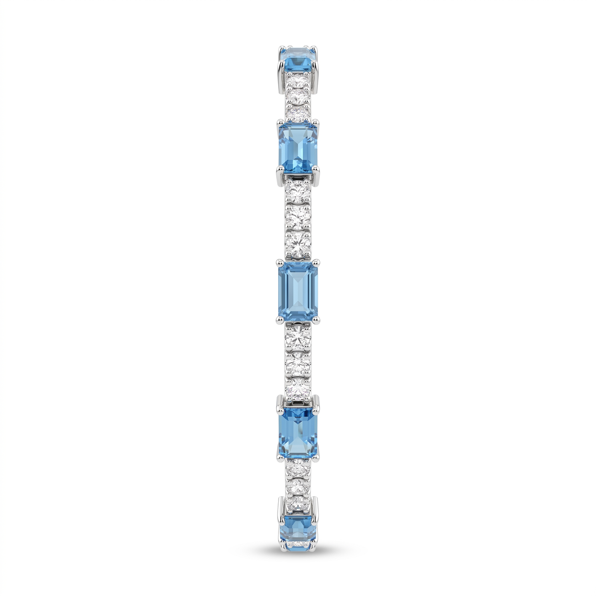 Sky Blue Emerald-Cut & White Stone Tennis Bracelet in 925 Sterling Silver Main image