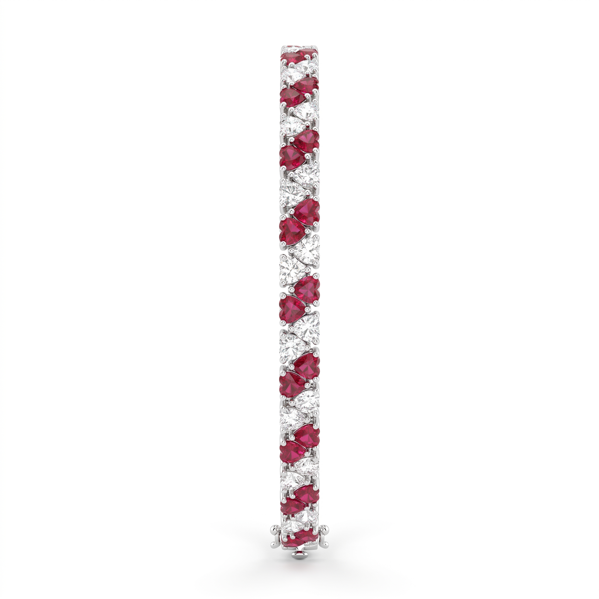 Red & White Heart-Cut Stone Tennis Bracelet in 925 Sterling Silver Main image