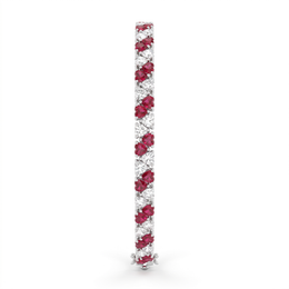 Red & White Heart-Cut Stone Tennis Bracelet in 925 Sterling Silver