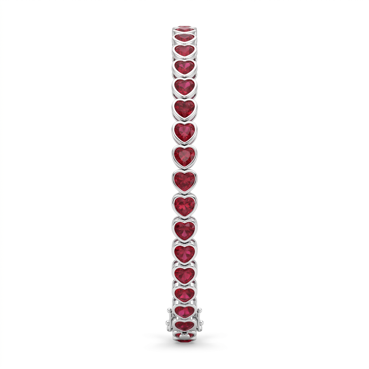 Red Heart-Cut Stone Tennis Bracelet in 925 Sterling Silver