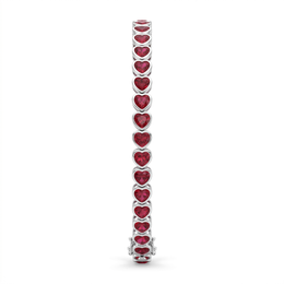 Red Heart-Cut Stone Tennis Bracelet in 925 Sterling Silver