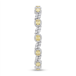 Yellow & White American Diamond Halo Tennis Bracelet in 925 Silver