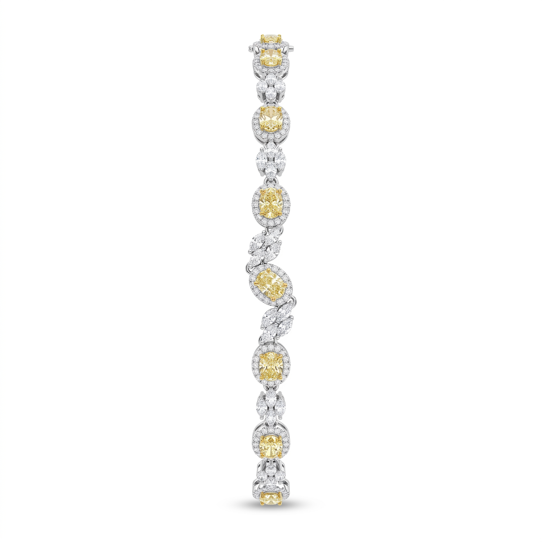 Yellow & White American Diamond Halo Tennis Bracelet in 925 Silver Secondary image