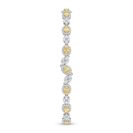 Yellow & White American Diamond Halo Tennis Bracelet in 925 Silver