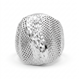 Geometric Diamond-Cut Statement Ring in 925 Sterling Silver