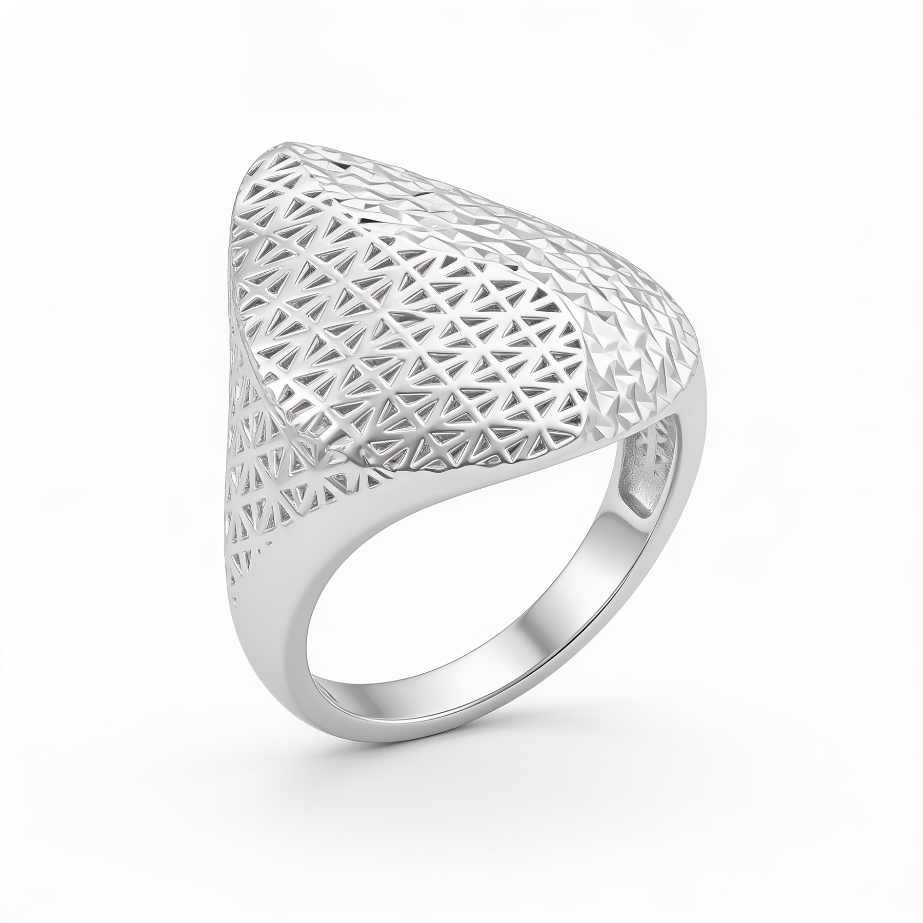 Geometric Faceted Statement Ring in 925 Sterling Silver