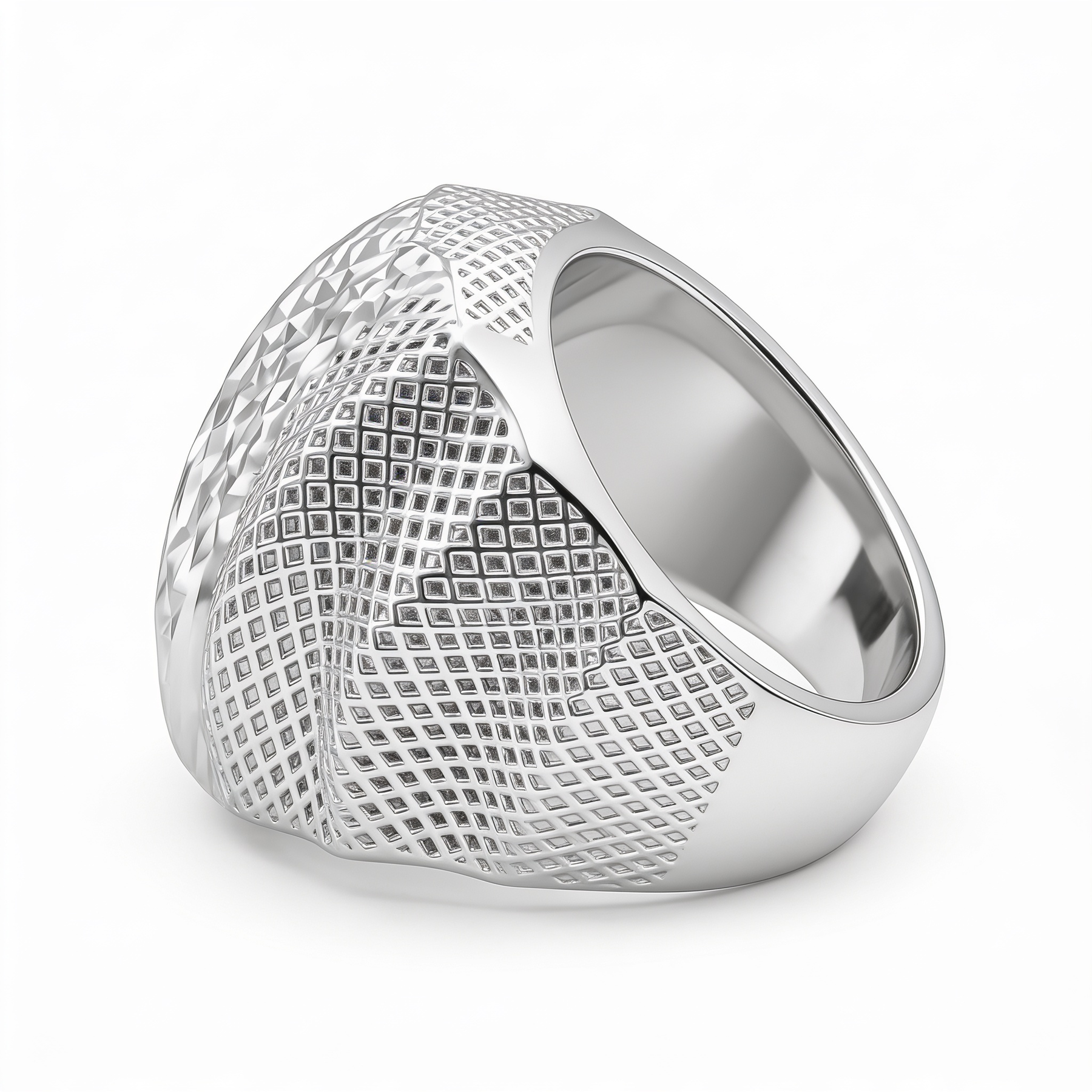 Geometric Diamond-Cut Statement Ring in 925 Sterling Silver