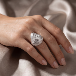 Geometric Faceted Statement Ring in 925 Sterling Silver