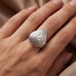 Geometric Faceted Statement Ring in 925 Sterling Silver