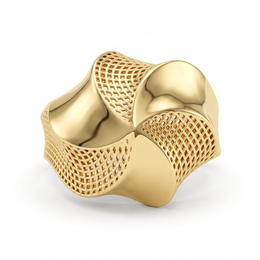 American Diamond Lattice Statement Ring in 925 Silver – Gold Finish