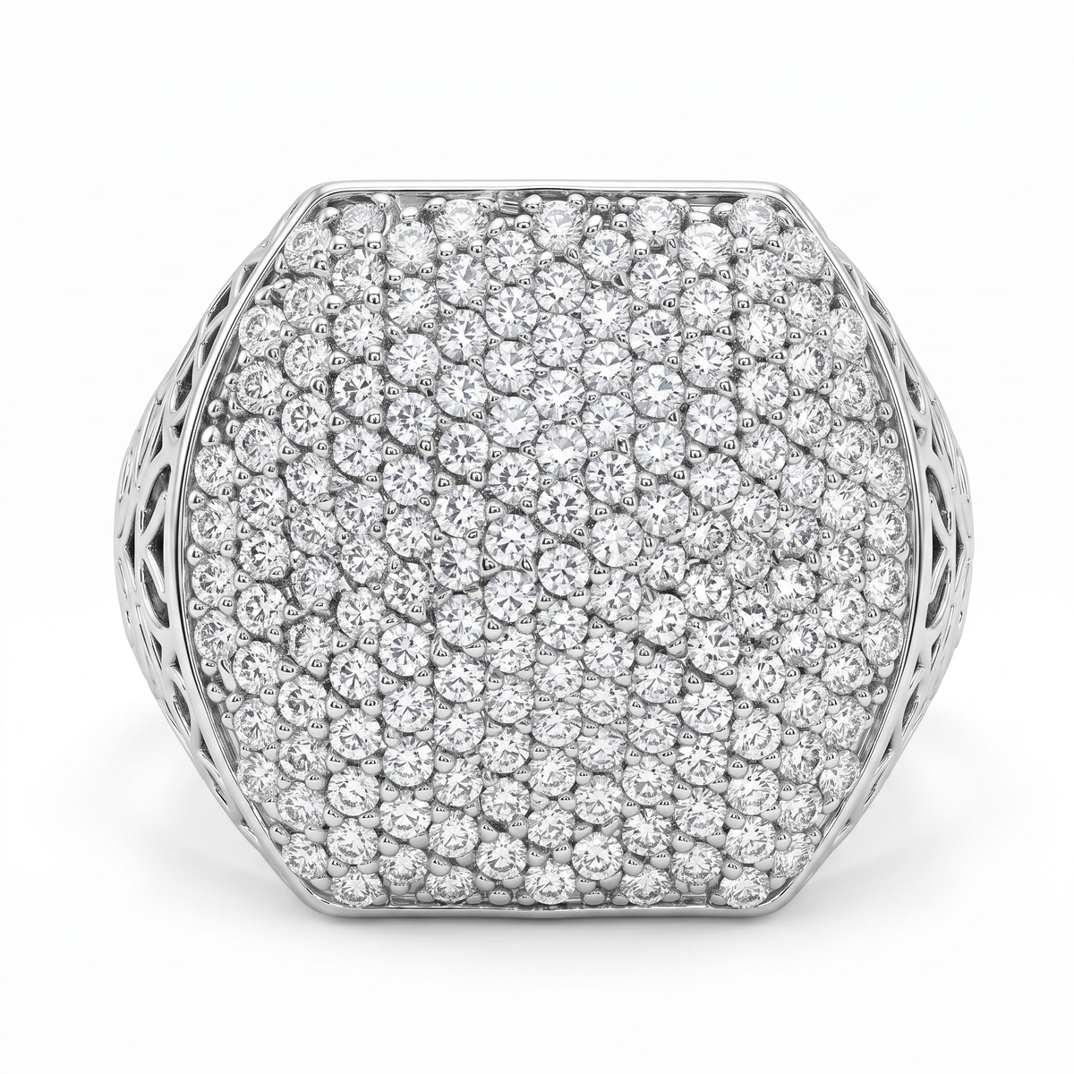 American Diamond Pavé Statement Ring in 925 Silver