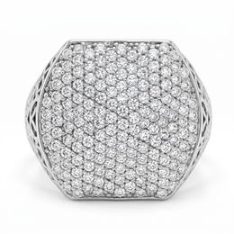 American Diamond Pavé Statement Ring in 925 Silver