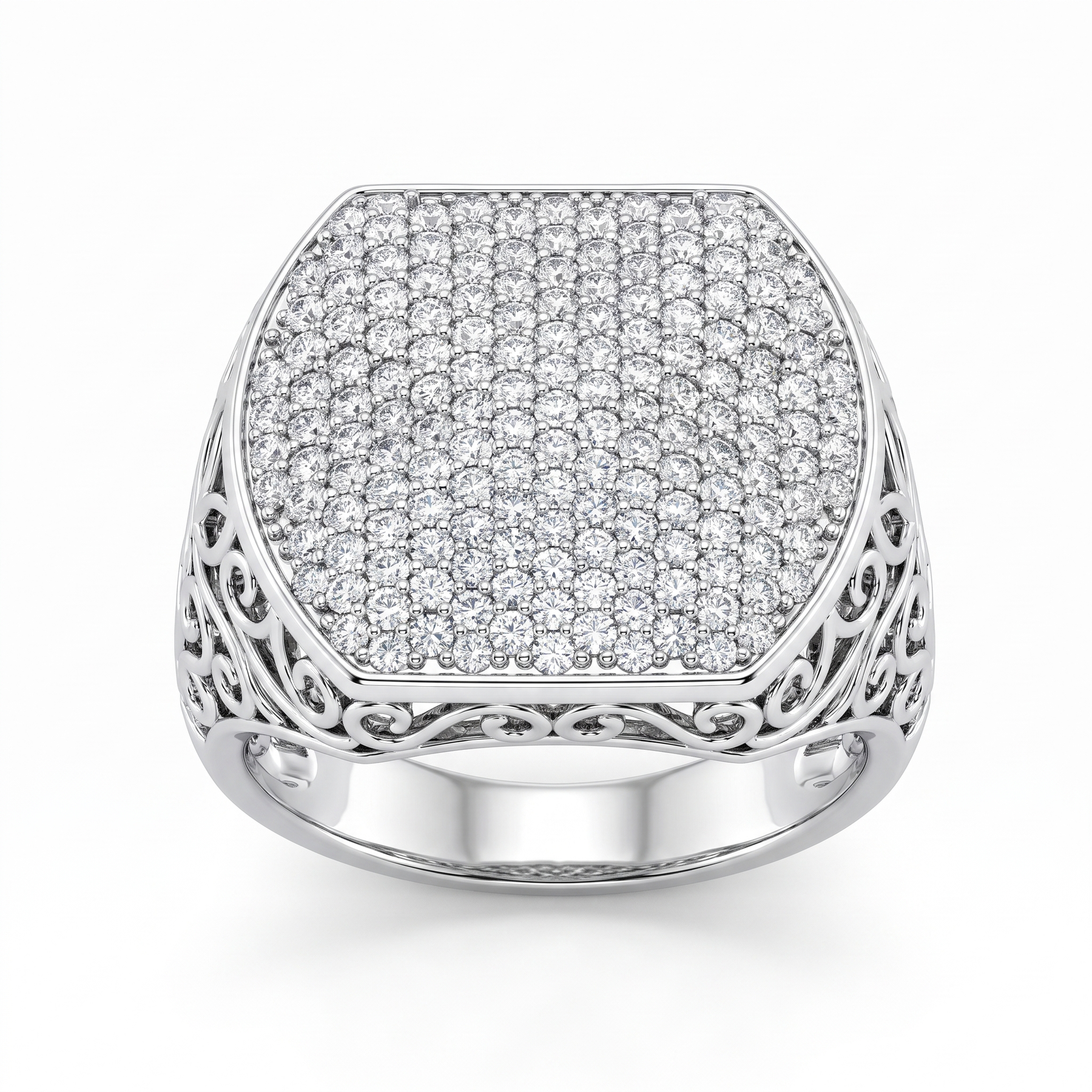 American Diamond Pavé Statement Ring in 925 Silver