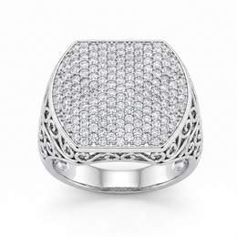American Diamond Pavé Statement Ring in 925 Silver