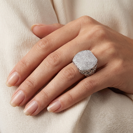 American Diamond Pavé Statement Ring in 925 Silver