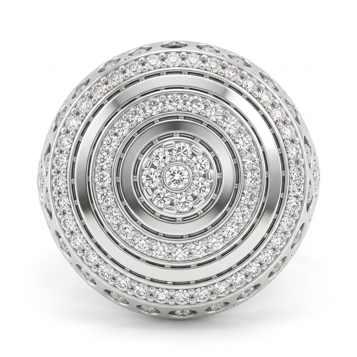 American Diamond Concentric Circle Statement Ring in 925 Silver Main image