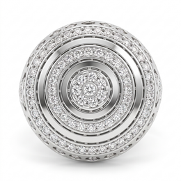 American Diamond Concentric Circle Statement Ring in 925 Silver