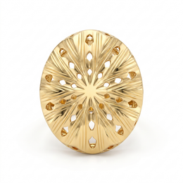 Radiant Sunburst Oval Statement Ring in 925 Silver with Yellow Gold Finish
