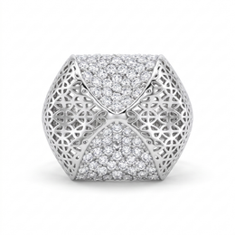 Openwork Pavé Statement Ring in 925 Silver with American Diamond