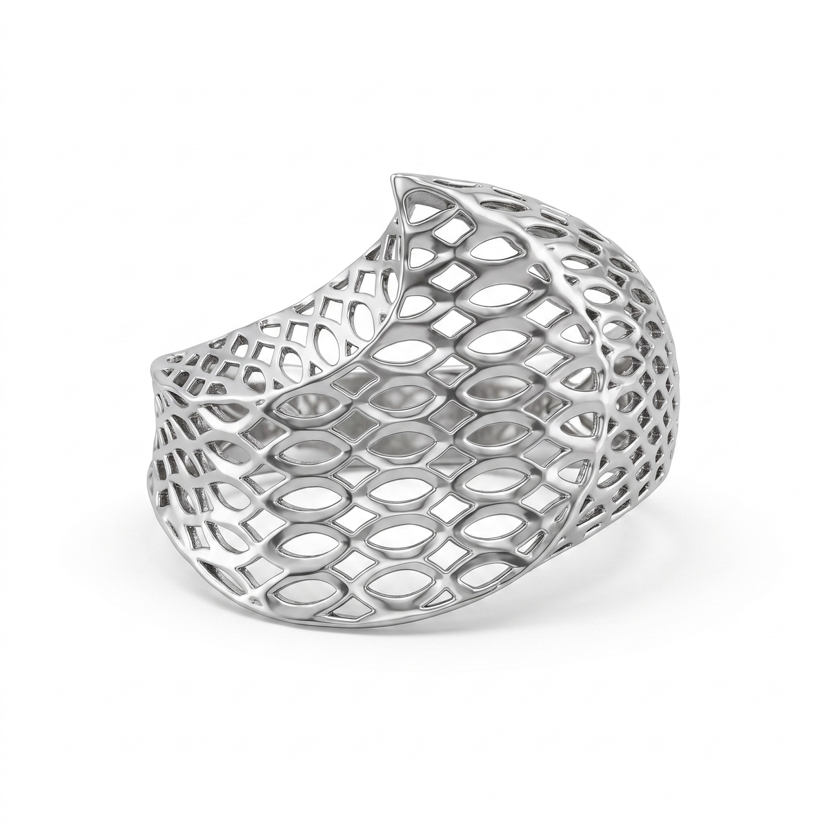 Geometric Openwork Statement Ring in 925 Silver