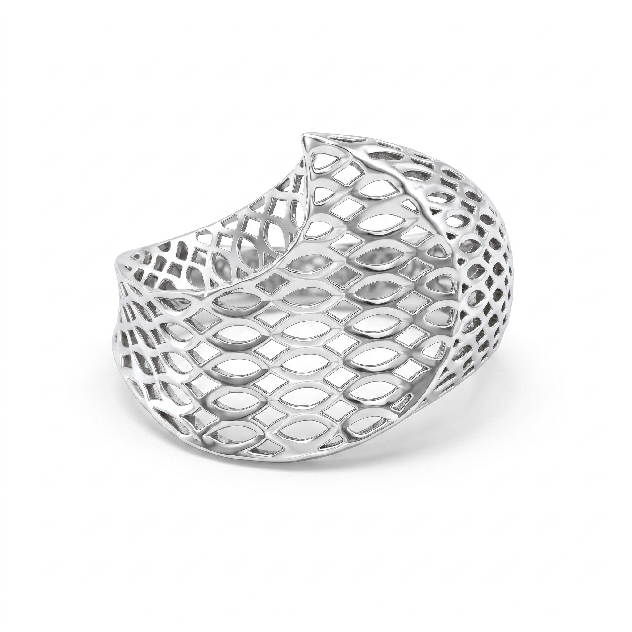 Geometric Openwork Statement Ring in 925 Silver Secondary image