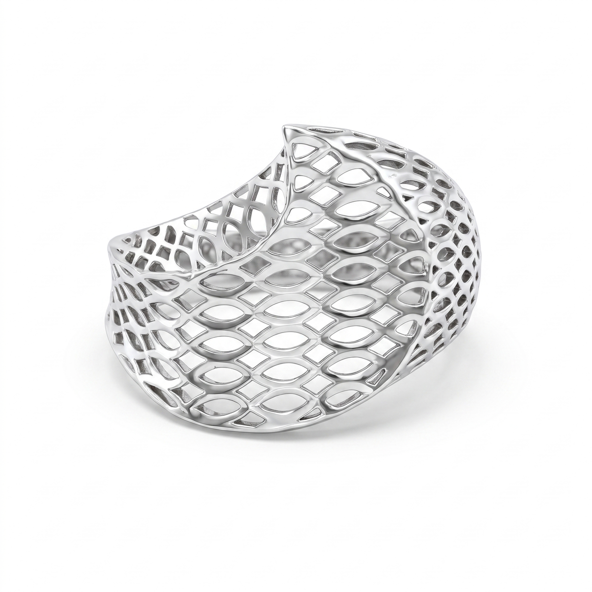 Geometric Openwork Statement Ring in 925 Silver