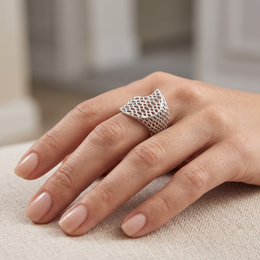 Geometric Openwork Statement Ring in 925 Silver