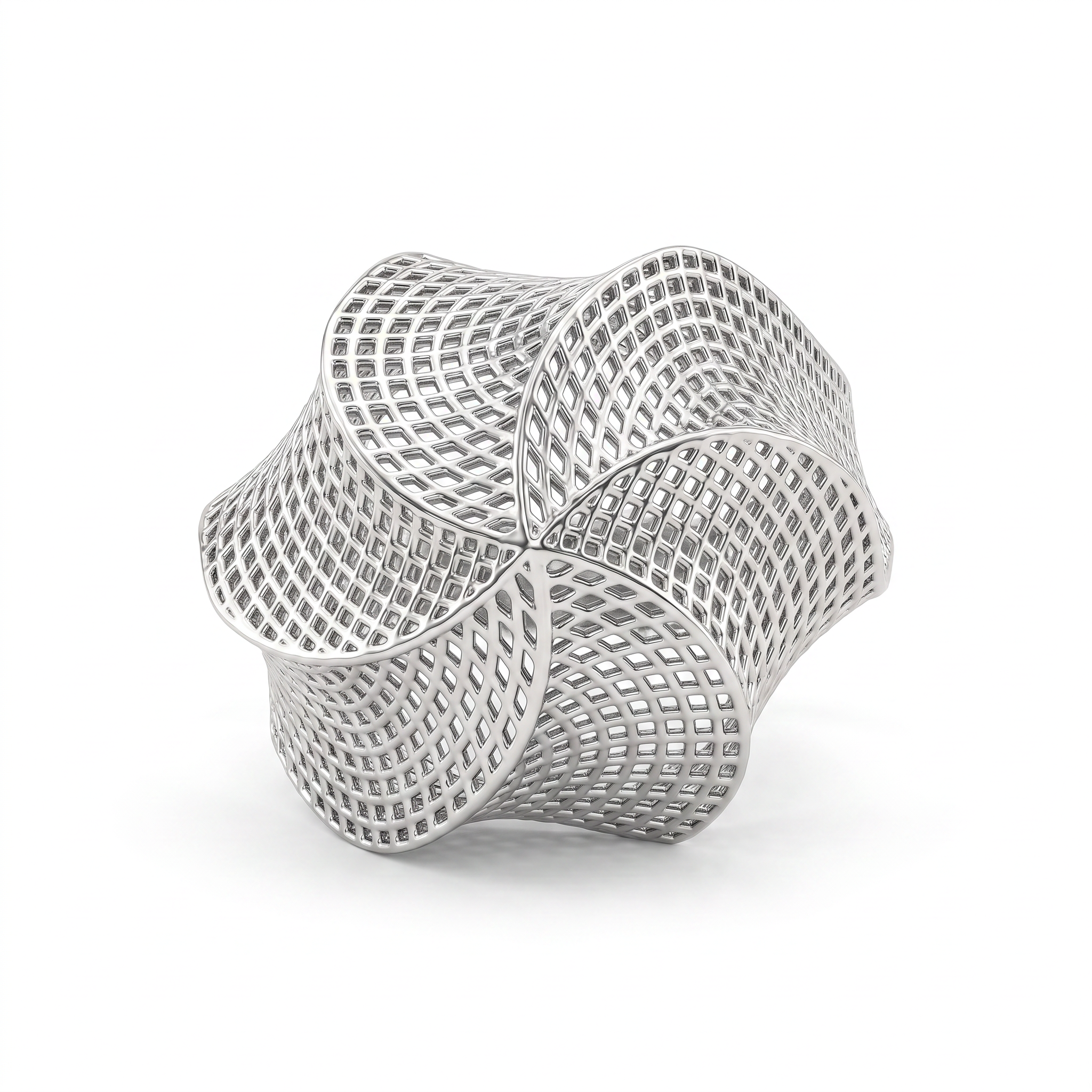 Sculptural Four-Petal Mesh Statement Ring in 925 Silver Secondary image