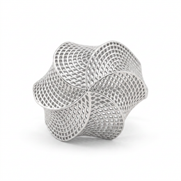 Sculptural Four-Petal Mesh Statement Ring in 925 Silver