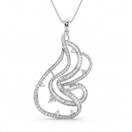 American Diamond Swirl Statement Pendant Necklace in 925 Silver