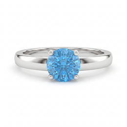 Blue Round-Cut Solitaire Statement Ring in 925 Silver