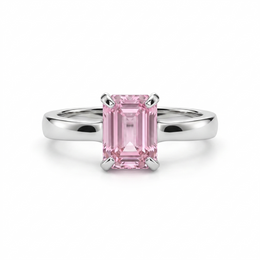 Pink Emerald-Cut Solitaire Ring in 925 Silver